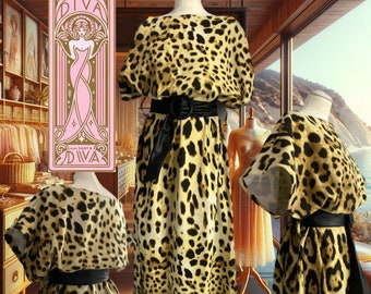 Langes Animal-Leopardenkleid im 80er-Jahre-Stil