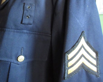 1960s Ohio Uniforms Mansfield Cleveland Blue Gaberdine Air Force Military Coat Theatrical Costume Film Wardrobe Bus Driver Style 44 REG