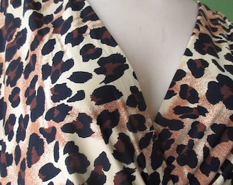 1990s does 1960s Plus Size 34 Waist Leopard Print Jersey Cocktail Dress Lord & Taylor Deadstock Slim Sexy Vien Viva las Vegas