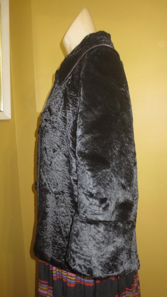 Vintage 1960s Black Fake Faux Fur Sheered Sheerli… - image 3