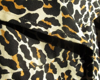 1990s does 1960s Medium 36/38 Bust Heavy Weight Cotton Leopard Print Double Brested Jacket Swing Style Poofy