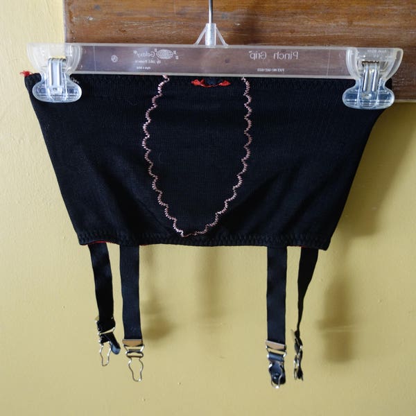 Small Medium 1950s Vintage Black Stretchy Girdle Garter Belt Pin Up Burlesque 30 Inch Waist Viva Las Vegas Rockabilly Vixen Vamp Goth Girl