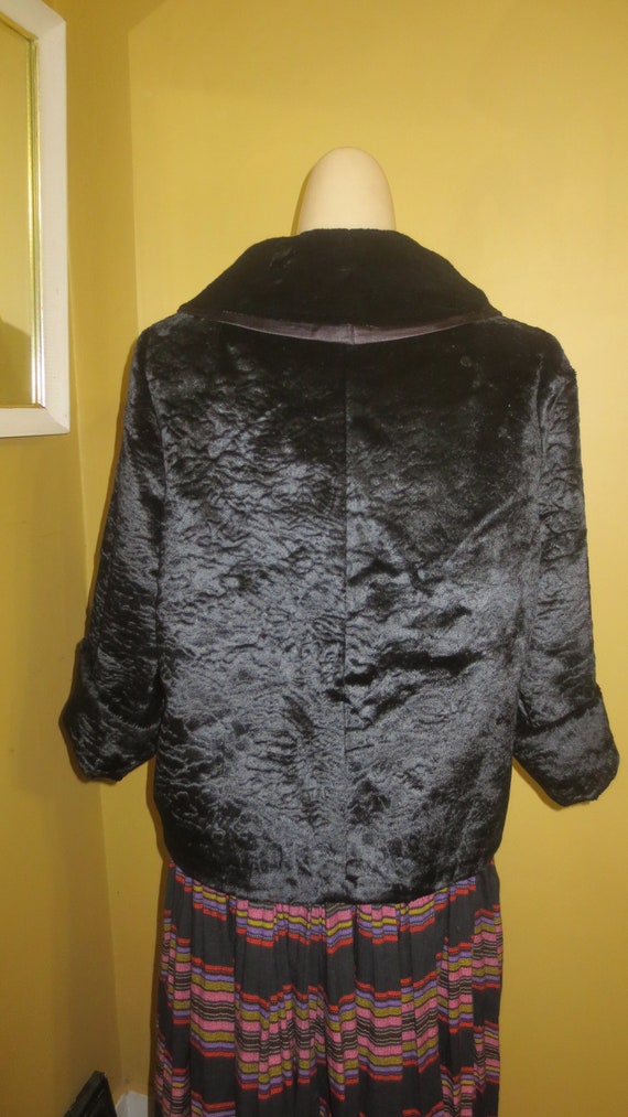 Vintage 1960s Black Fake Faux Fur Sheered Sheerli… - image 5