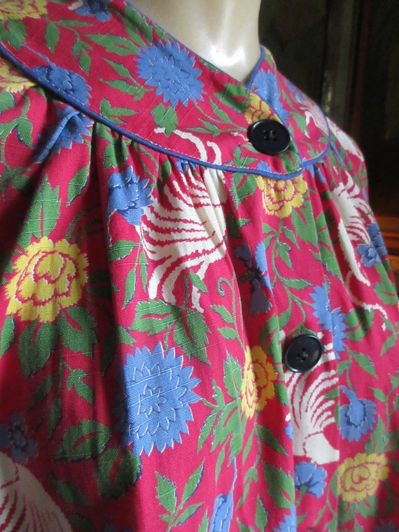 Medium 1940s Cotton Novelty Print House Coat Vint… - image 1