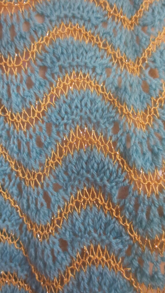Buy Vintage 1950s Baby Blue Wool and Gold Lurex Scarf Wrap Shawl 