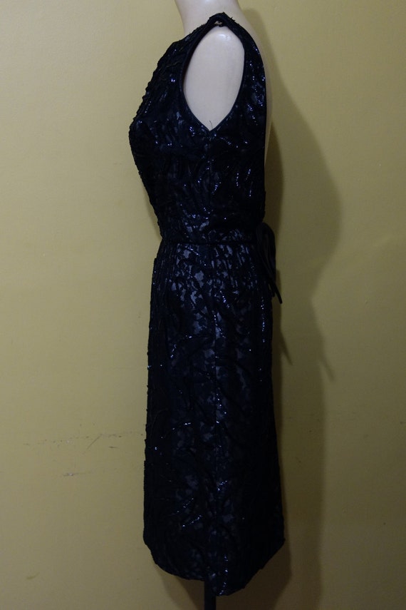 Small 24 Waist 1960s Vintage Black Lace and Sequi… - image 3