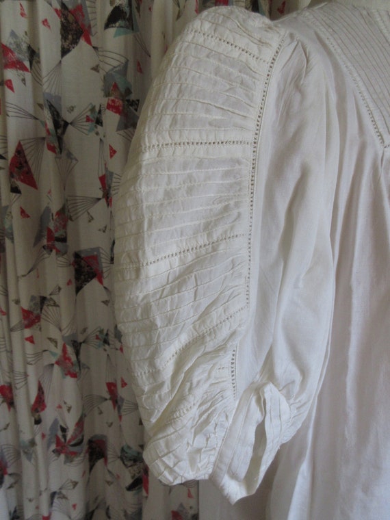1970s White Cotton Pin Pleated Dress Made in Indi… - image 2