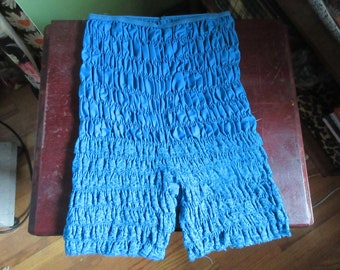 Medium 1960s Vintage Teal Cotton Dacron and Lace Bloomers Square Dance Tap Pants Burlesque Pin Up Swing Dance 26-32 Inch Waist
