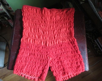 Large 1960s Vintage Red Cotton and Lace Bloomers Square Dance Tap Pants Burlesque Pin Up Swing Dance 30-40 Inch Waist