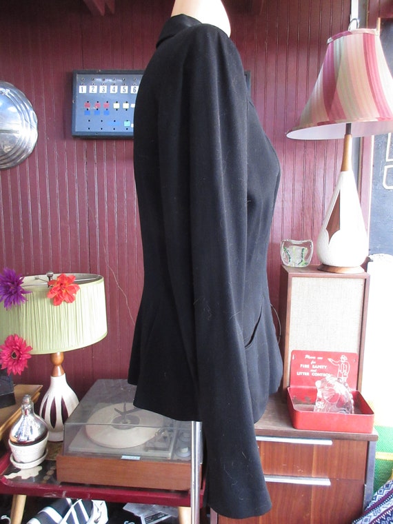 Small 36 Bust Vintage 1940s Black Wool Gaberdine … - image 3