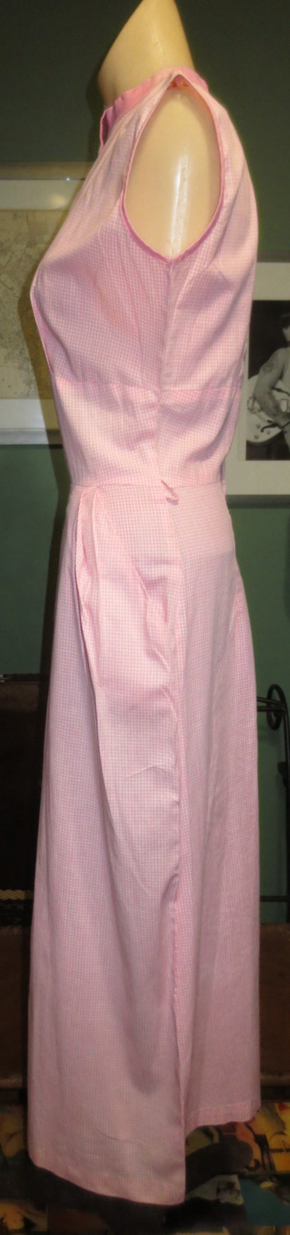 Medium 26 Waist 1950s Vintage Pink Gingham Slim C… - image 3