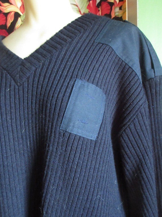 1990s Black Acrylic V Neck Pull Over Police Issue 