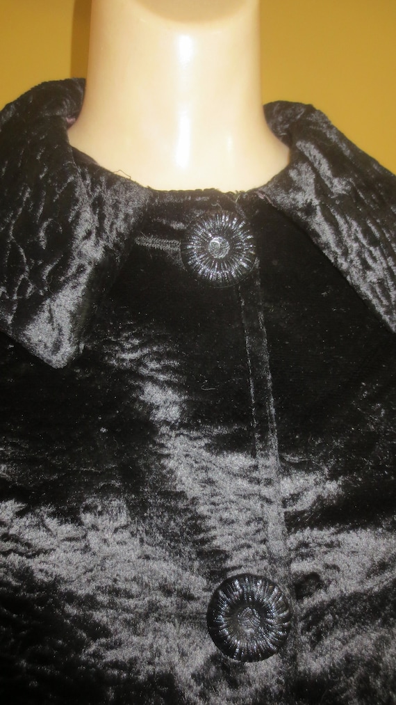 Vintage 1960s Black Fake Faux Fur Sheered Sheerli… - image 1