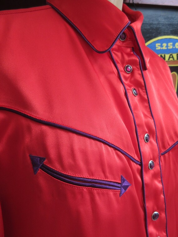 1990s Large Retro Cruel Girl Red Satin Long Sleeve