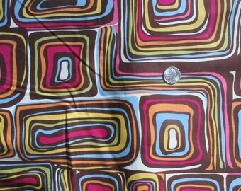 Vintage 1990s does Psychedellic 1960s Dacron Cotton Blend Mod Dress Fabric 3 Continuous Yards Unused