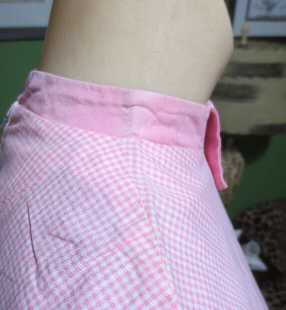 Medium 26 Waist 1950s Vintage Pink Gingham Slim C… - image 2