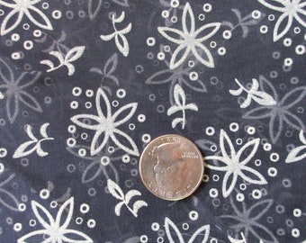 Vintage 1950s Navy Sheer Nylon Acrylic White Flocked Flowers Floral Print Fabric 4 Yards Continuous Piece