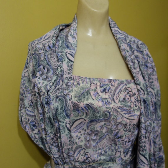 Small 1940s Vintage Pink Novelty Print Rayon Cockt