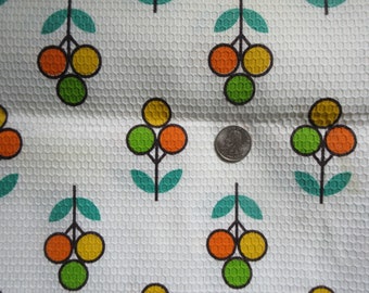 Vintage Pop Art Flowers Print 1960s Cotton in Orange Yellow Green Medium Weight Spring Time Novelty Print 4 Yard Piece