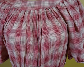Small 32 Bust 1950s Vintage Pink Plaid Cotton Full Skirt Western Southwestern Patio Dress Pin Up Rockabilly Viva Las Vegas