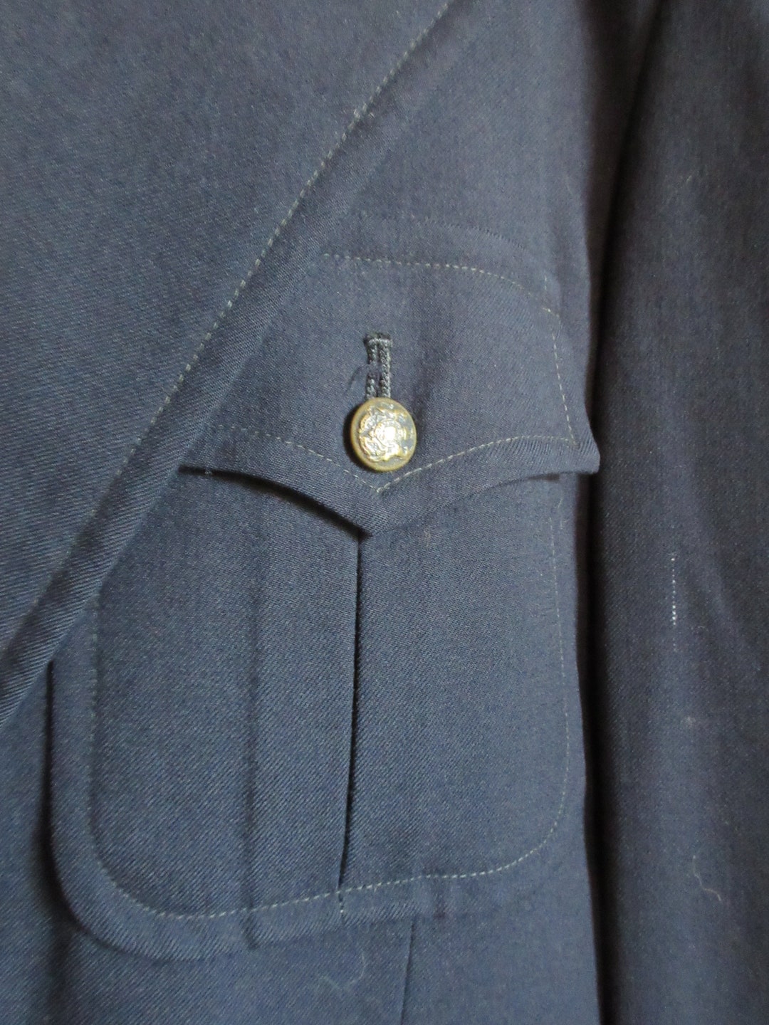 1960s Navy Blue Gaberdine Military Styled Coat Brass Buttons Etsy