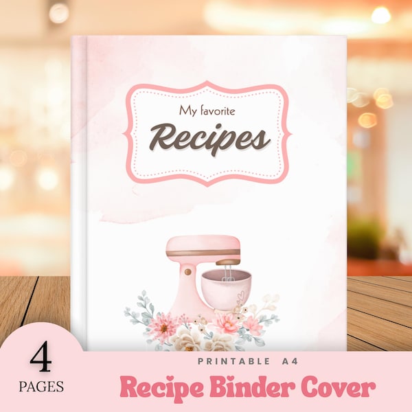 Couverture imprimable du classeur de recettes, classeur de recettes, boîte de recettes, bon de commande de gâteaux, journal de recettes, modèles remarquables, modèle de recette, PDF