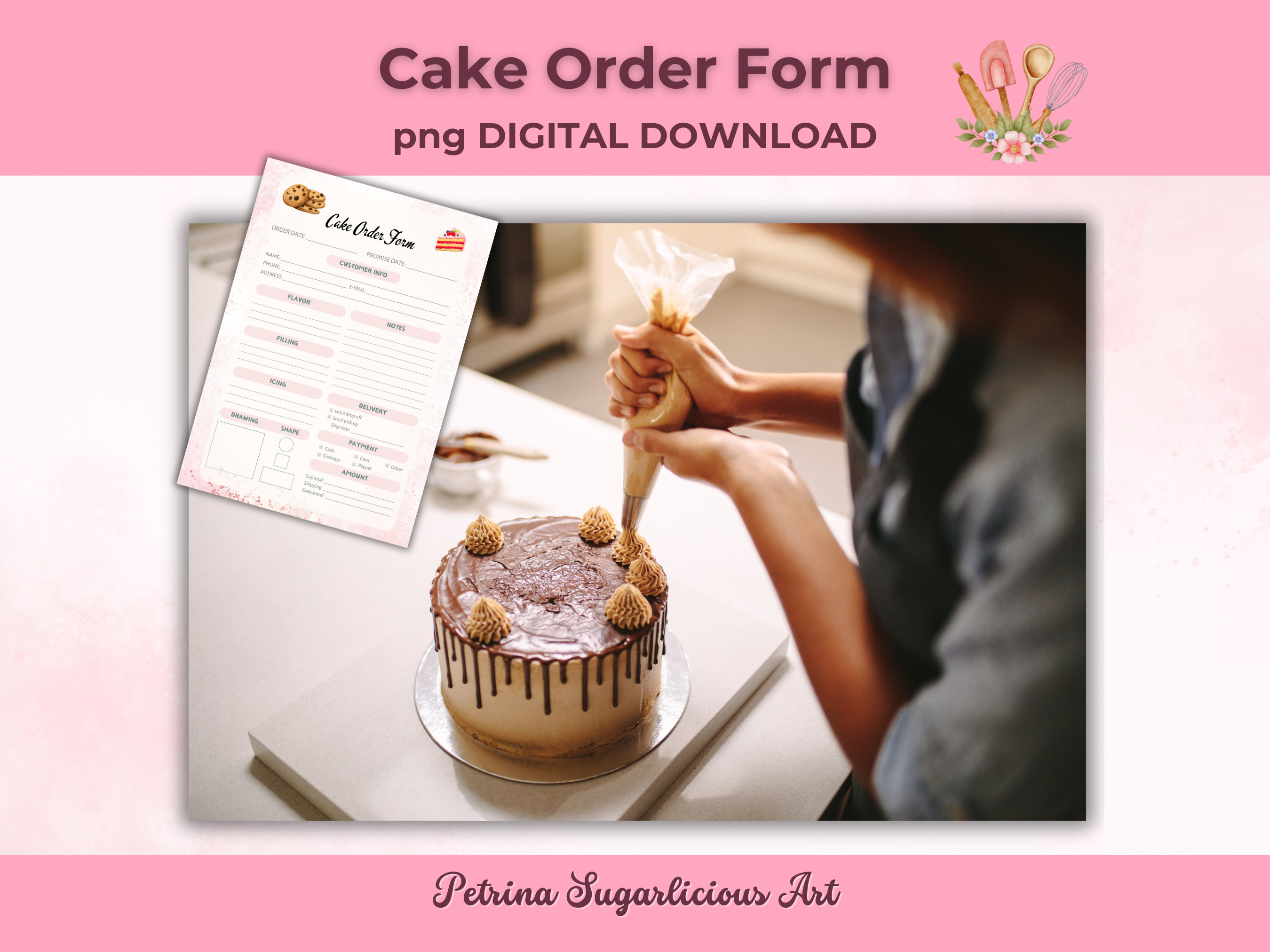 Printable Cake Order Form, Digital Download Template, 8.5 X 11 Inch A4 ...