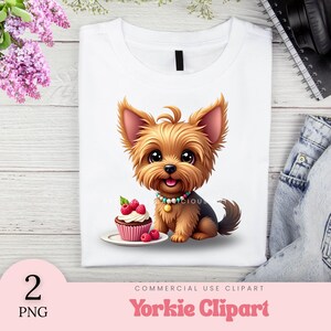 Birthday Yorkie Dog Clipart, Dogs Clipart Bundle - 2 Birthday PNGs, Watercolor Birthday Clipart, Dog Birthday Bundle, Dog breeds clipart