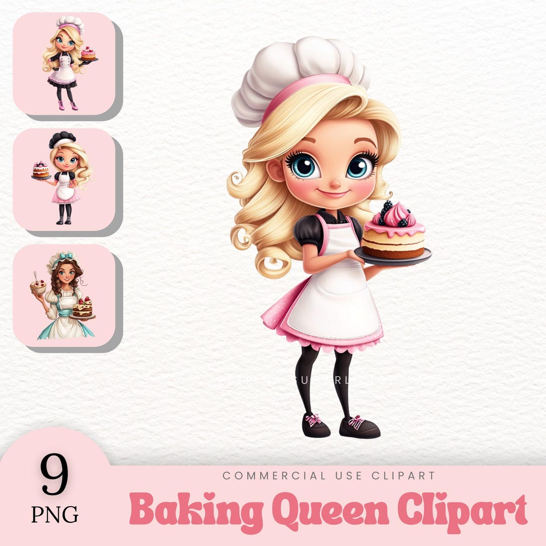 Baking Queen Clipart Set Bakery Logo Png Instant Download - Etsy