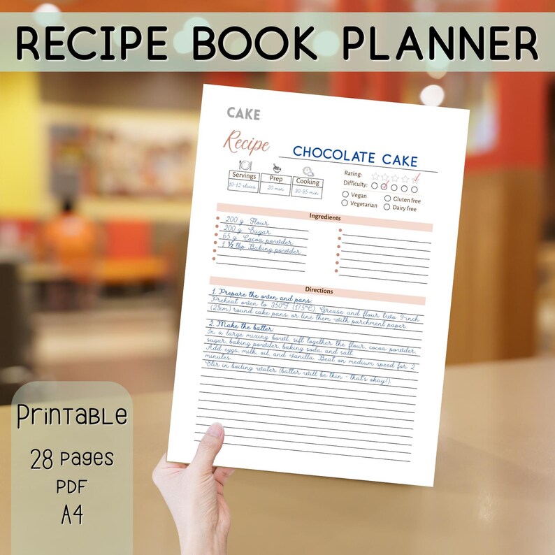 Printable Recipe Book Template | Custom Cookbook Pages | Baking Tips ...