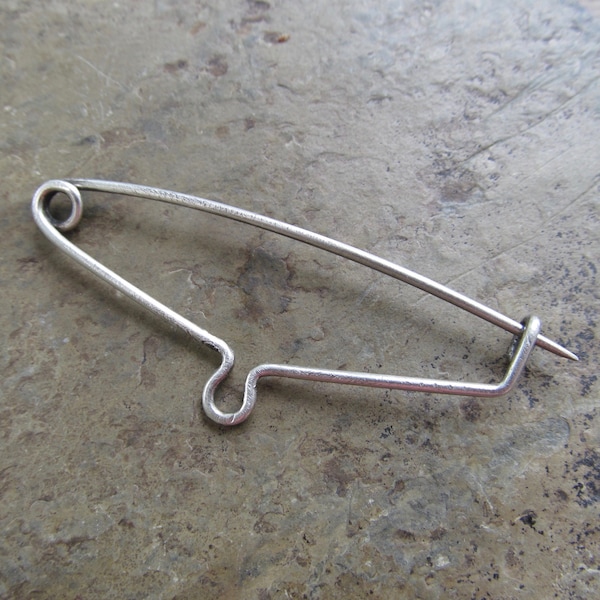 Charm Holder Brooch Sterling Silver Safety Pin Fibula  Silver Charm Hanger Brooch Charm Holder Pin Silver Finding