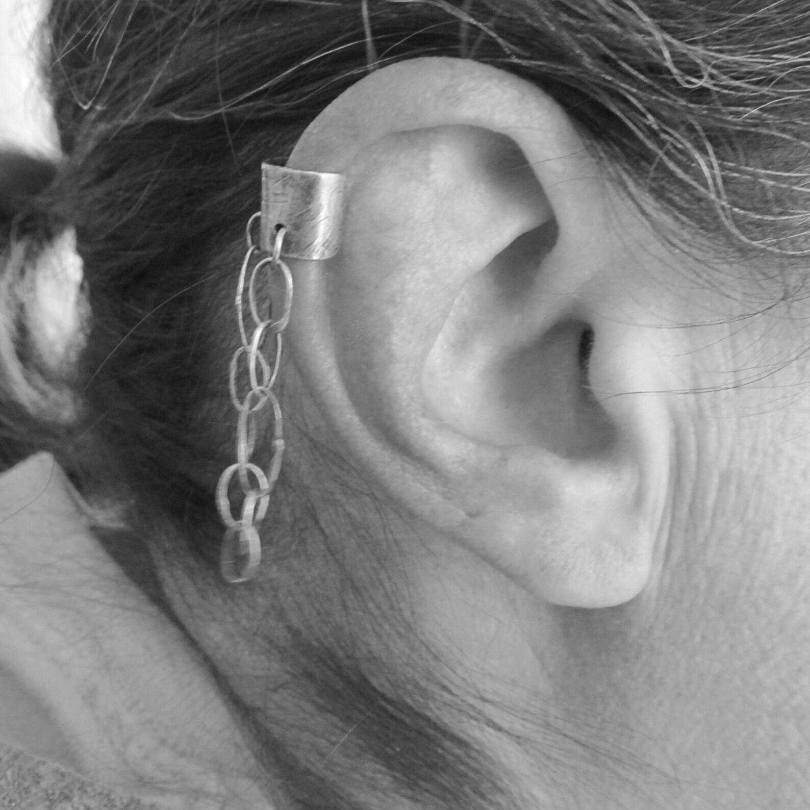 Sterling Silver Dangling Ear Cuff Handmade Chain Ear Cuff Etsy