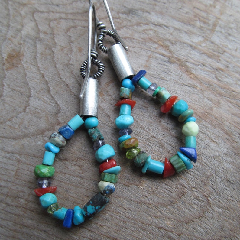 Sundance Style Hoop Earrings Turquoise Sterling Silver Hoop - Etsy