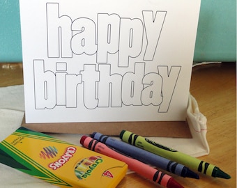 INSTANT DOWNLOAD: Coloring "Happy Birthday" Notecards - Digital Download (NEW!)