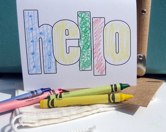 INSTANT DOWNLOAD - Coloring "Hello" Notecards - Digital Download (NEW!)