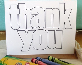 INSTANT DOWNLOAD - Coloring "Thank You" Notecards - Digital Download (NEW!)