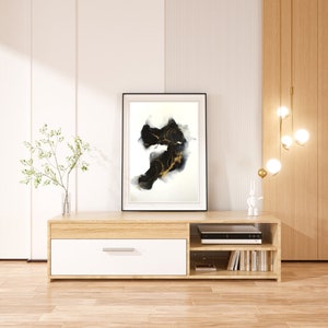 Oeuvre d'art Encre à alcool Décoration murale Encre à alcool Fluide Image d'art Taille A3 29,7 x 42 cm Papier Yupo Noir Or