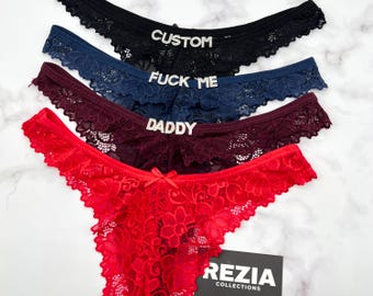 Custom Name Lace Thong, Personalised Name Thong, Custom Name Thong, Custom Thong