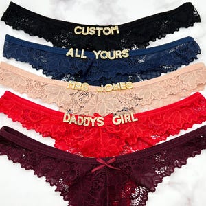 Custom Name Lace Thong, Personalised Name Thong, Custom Name Thong, Custom Thong