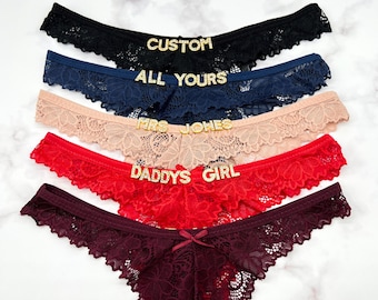 Tanga personalizada con nombre, Tanga con nombre a medida, Regalo romántico para él, Lencería personalizada, Tanga sexy de regalo para novio, Bragas personalizadas