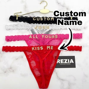Custom Name G-Strings, Personalised Name Thong, Custom Name Thong With Gold Charms