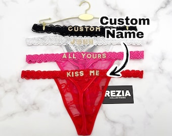 Tangas personalizadas con nombre, tanga personalizada con nombre, tanga personalizada con nombre y dijes dorados