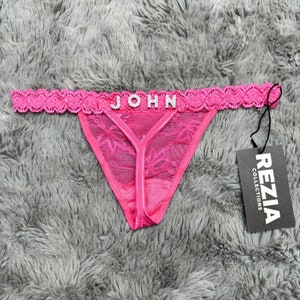 Custom Name Thong, Personalised Name Thong, Name Thong Pink