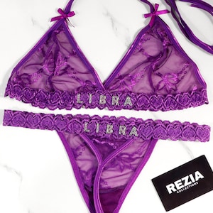 Custom Lingerie, Bra and Panty Set, Custom Name Thong, Personalized Thong, Bridal Lingerie, Anniversary Gifts for Him