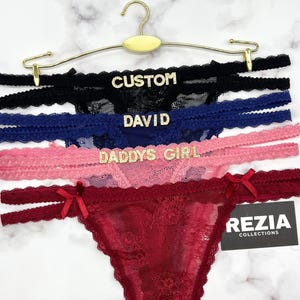 Custom Name Lace Thong, Personalised Name Thong, Custom Name Thong, Custom Thong