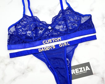 Custom Bridal Lingerie, Wedding Lingerie, Bra and Panty Set, Bachelorette Party Gift, Bridal Underwear, Bride Gift, Custom Lingerie