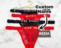 Custom Name Lace Thong, Personalised Name Thong, Custom Name Thong, Custom Thong With Gold Charms