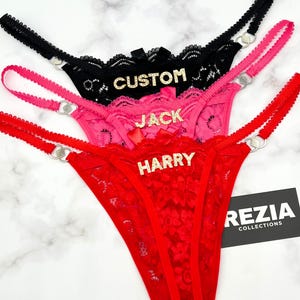 Custom Thong G-strings With Gold Charms Name, Personalized Thong With Name, Custom Thong, Custom Name Thong, Anniversary Gift