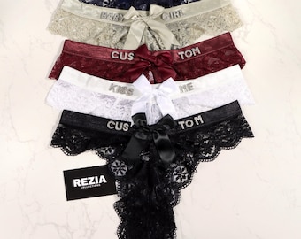 Tanga personalizada con nombre, Tanga con nombre a medida, Regalo romántico para él, Lencería personalizada, Tanga sexy de regalo para novio, Bragas personalizadas