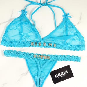 Custom Thong G-strings Set With Gold Charms Name, Personalized Thong With Name, Custom Name G-Strings, Personalised Name Thong Set